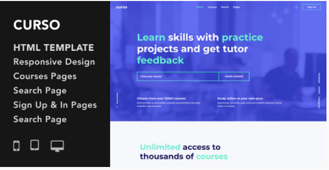 Curso - Courses and LMS HTML5 Responsive Template