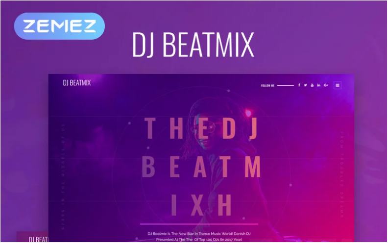 DJ Beatmix - Personal Page Elementor WordPress Theme