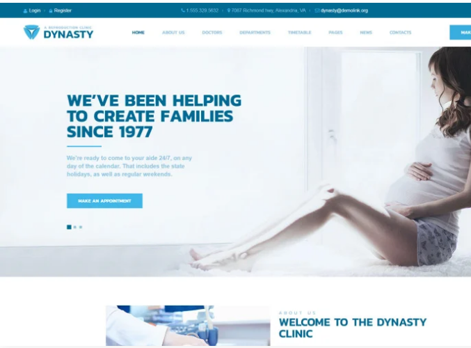 Dynasty - Reproduction Clinic Responsive WordPress Theme