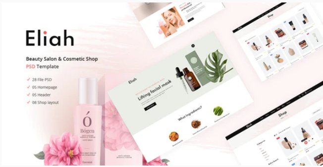 Eliah | Beauty Salon & Cosmetic Shop PSD Template