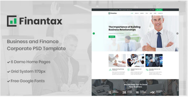 Finantax - Business and Finance Corporate PSD Template