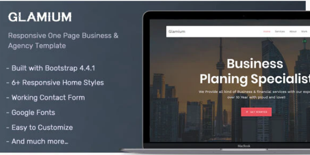 Glamium - One Page Multipurpose HTML5 Template