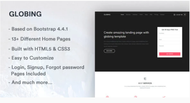 Globing - Landing Page Template