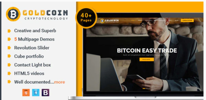 GoldCoin - Bitcoin Cryptocurrency HTML Template