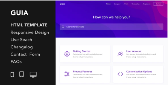 Guia - Helpdesk and Documentation HTML5 Responsive Template