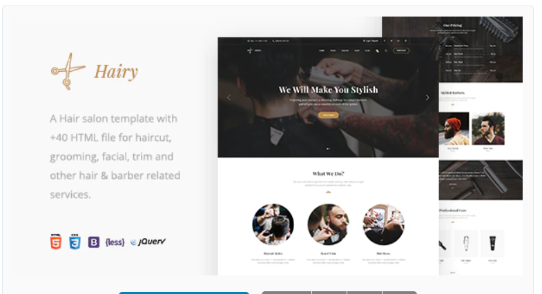Hairy - Barbershop & Hair Salon HTML Template