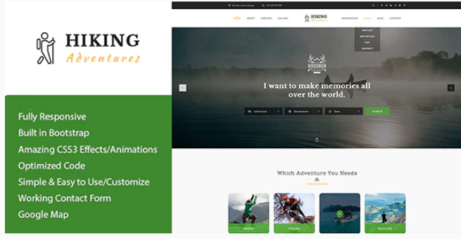 Hiking Adventures - Outdoors HTML Template
