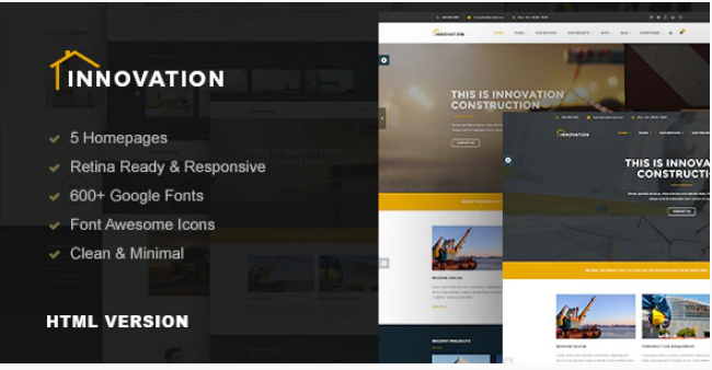 Innovation - Construction, Building HTML Template