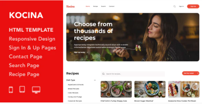 Kocina - Cooking Recipes HTML5 Responsive Template
