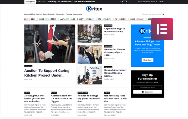 Kritex - Corporate News Blog Modern Elementor WordPress Theme