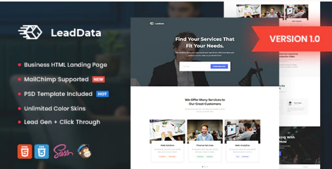 LeadData - Lead Generation HTML Landing Page Template
