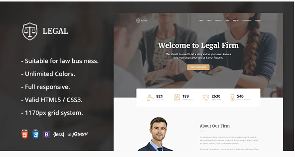 Legal - Law Firm OnePage HTML Template