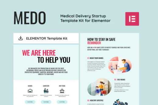 MEDO - Medical Delivery Startup Elementor Template Kit