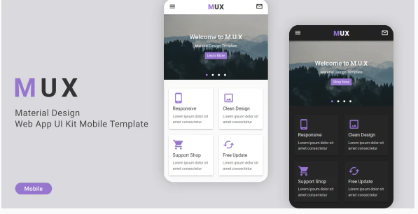 MUX - Material Design Web App UI Kit Mobile Template