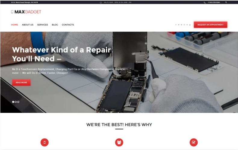 MaxGadget - Computer Maintenance & Electronics Repair WordPress Theme