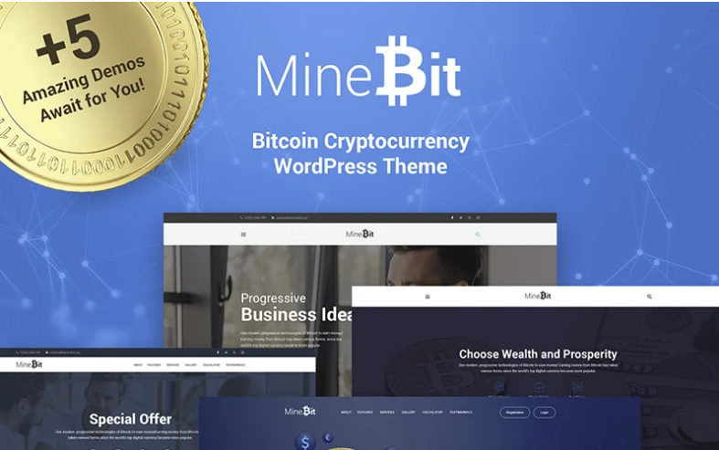 MineBit - Bitcoin Cryptocurrency WordPress Theme