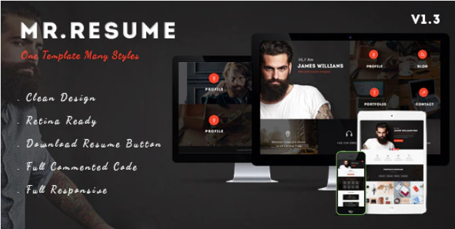 Mr.Resume - One Page Resume/Personal HTML Template
