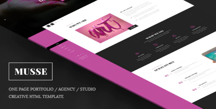 Musse - One Page Portfolio / Agency / Studio Creative Html Template