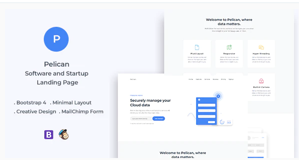 Pelican Startup and Software Landing Page