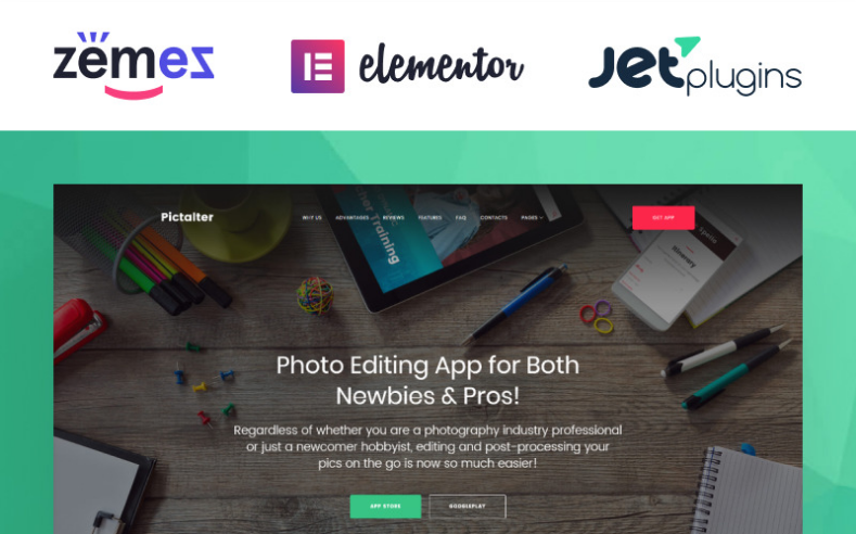 Photo Editing Application WordPress Theme