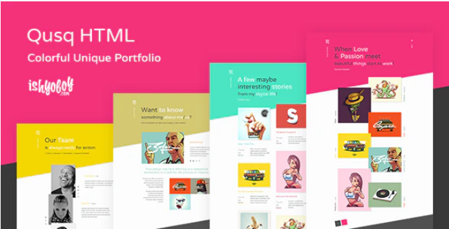Qusq HTML - Colorful Unique Portfolio