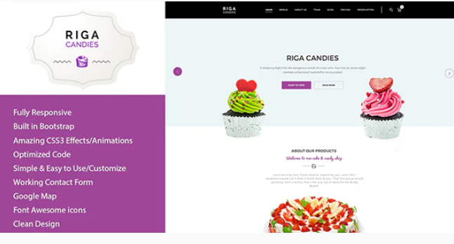 Riga - Candy & Sweets HTML Template