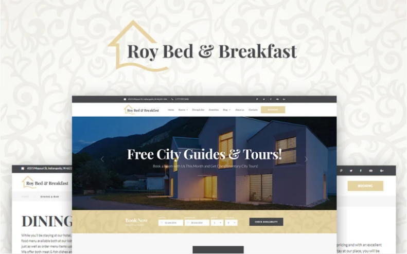 Roy Bed & Breakfast - Small Hotel WordPress Theme