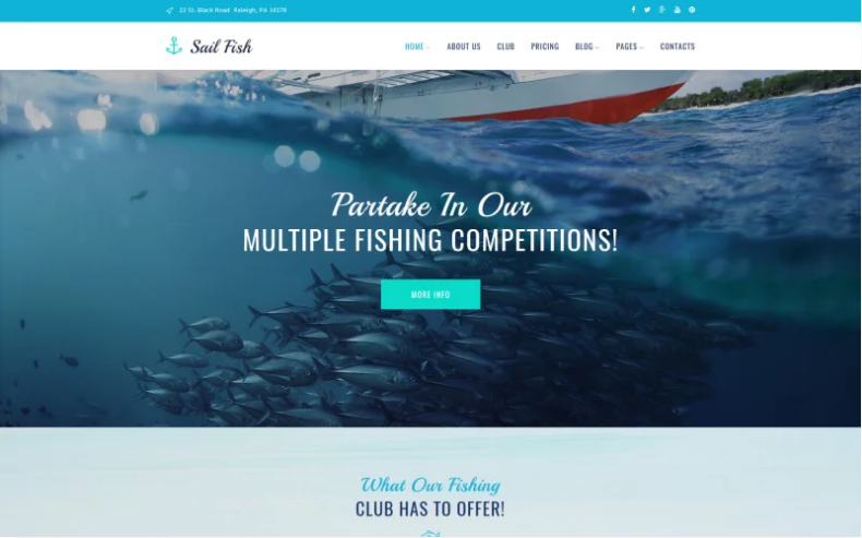 Sail Fish - Fishing Club Responsive WordPress Theme