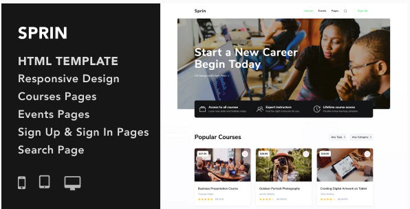 Sprin - Courses and Events HTML5 Responsive Template