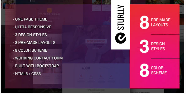Sturlly Responsive One Page Multipurpose Template