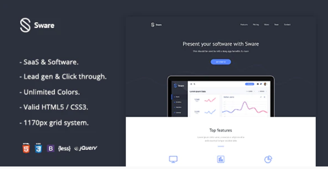 Sware SaaS & Software Landing HTML5 Page Template