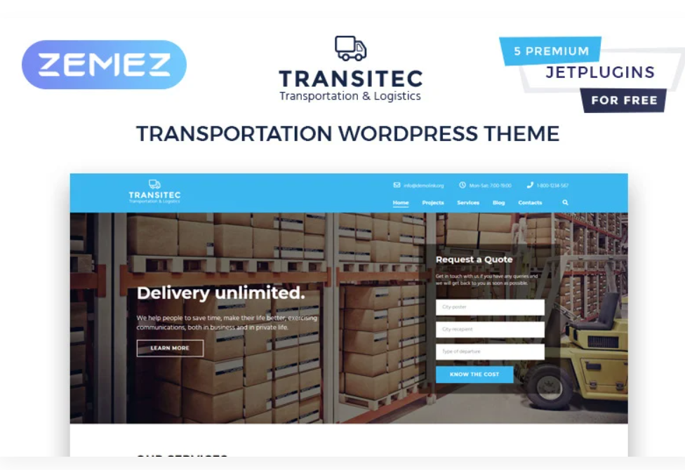 Transitec - Transportation Multipurpose Minimal Elementor WordPress Theme