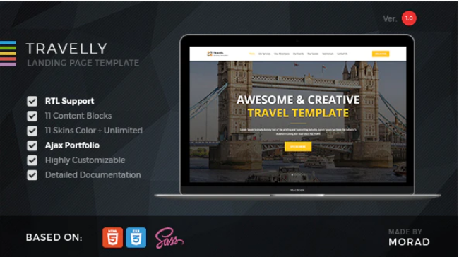 Travelly - Tourism & Agency HTML Landing Page