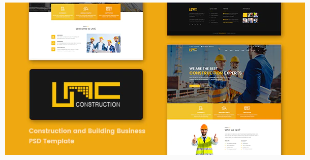 Unc Construction - Construction Business, Building Company PSD Template