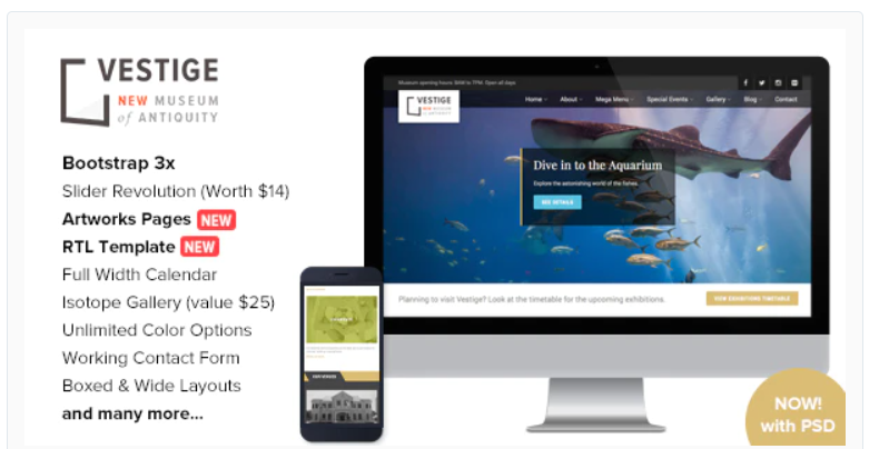 Vestige Museum - Responsive HTML5 Template