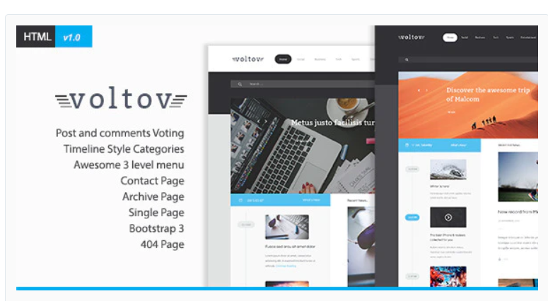 Voltov - Blog and Magzine HTML Template