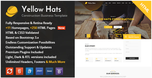 Yellow Hats - Construction, Building & Renovation HTML Template
