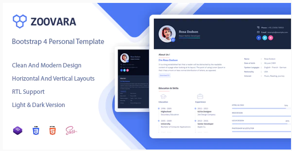 Zoovara - Personal Resume / CV Template