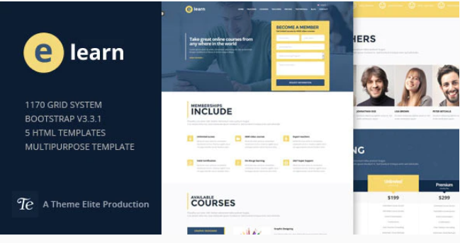 e-Learn - Onepage Bootstrap Education HTML