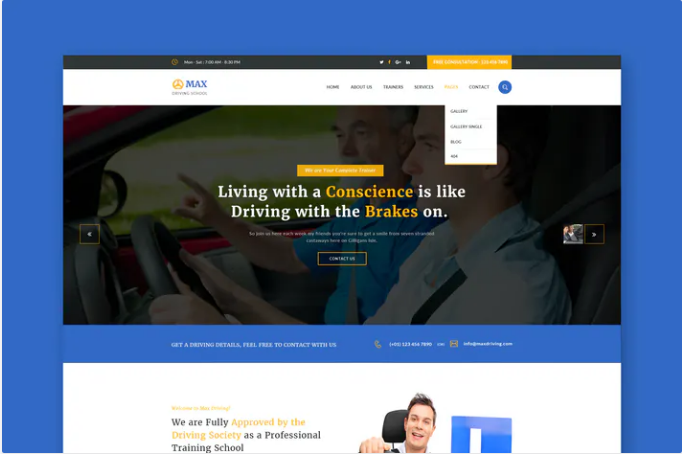 Driving School PSD Template