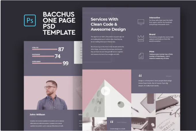 Bacchus - One Page PSD Template