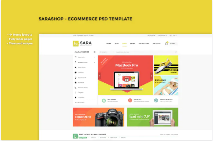 SaraShop - eCommerce PSD Template