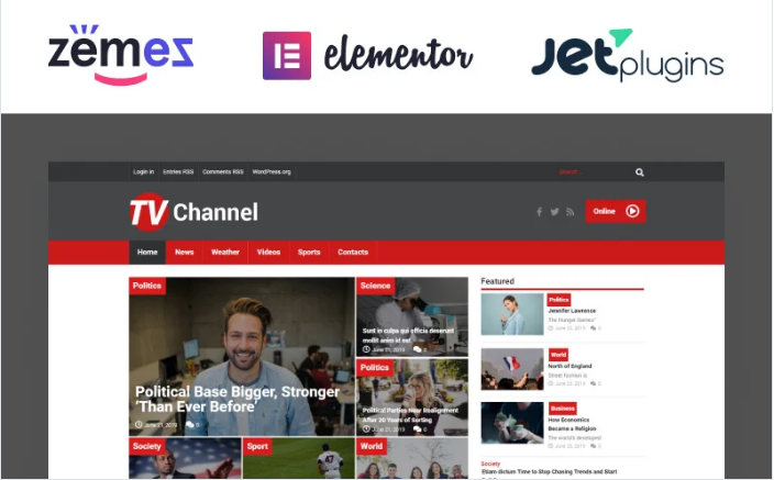 TVChannel - News Portal Modern Elementor WordPress Theme