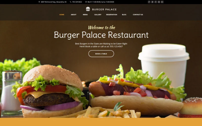 Burger Palace - Fast Food Restaurant WordPress Theme
