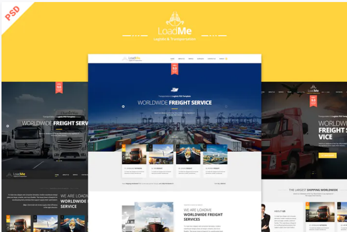 LoadMe - Logistic & Transportation PSD Template