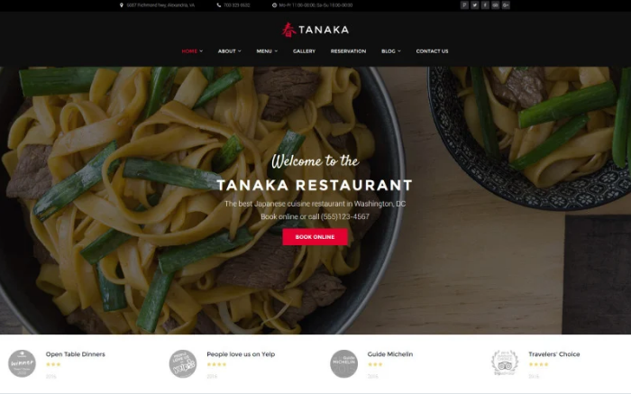 Tanaka - Japanese Restaurant WordPress Theme