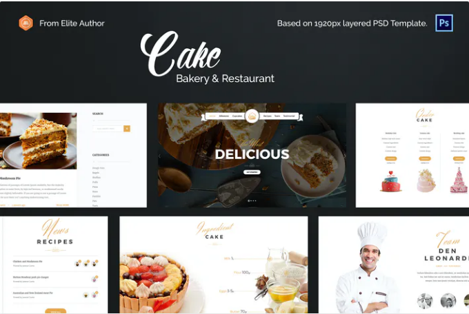 Cake - Easy & Slight Bakery PSD Template
