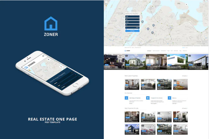 Zoner - One page PSD Template