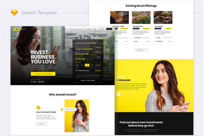 STBK Investment Website Landing Sketch Template
