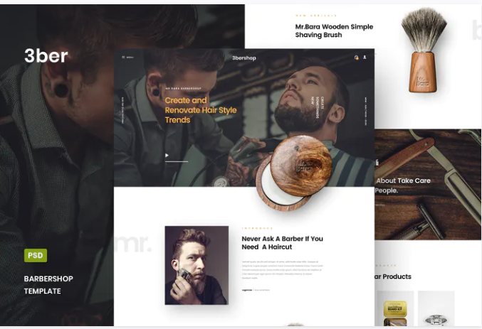 3bershop - Barbershop Website PSD Template